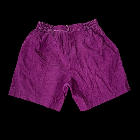 Vintage Womens Purple Shorts Jantzen 6 Petite 1980s Corduroy Pleated Pockets - Picture 3 of 6